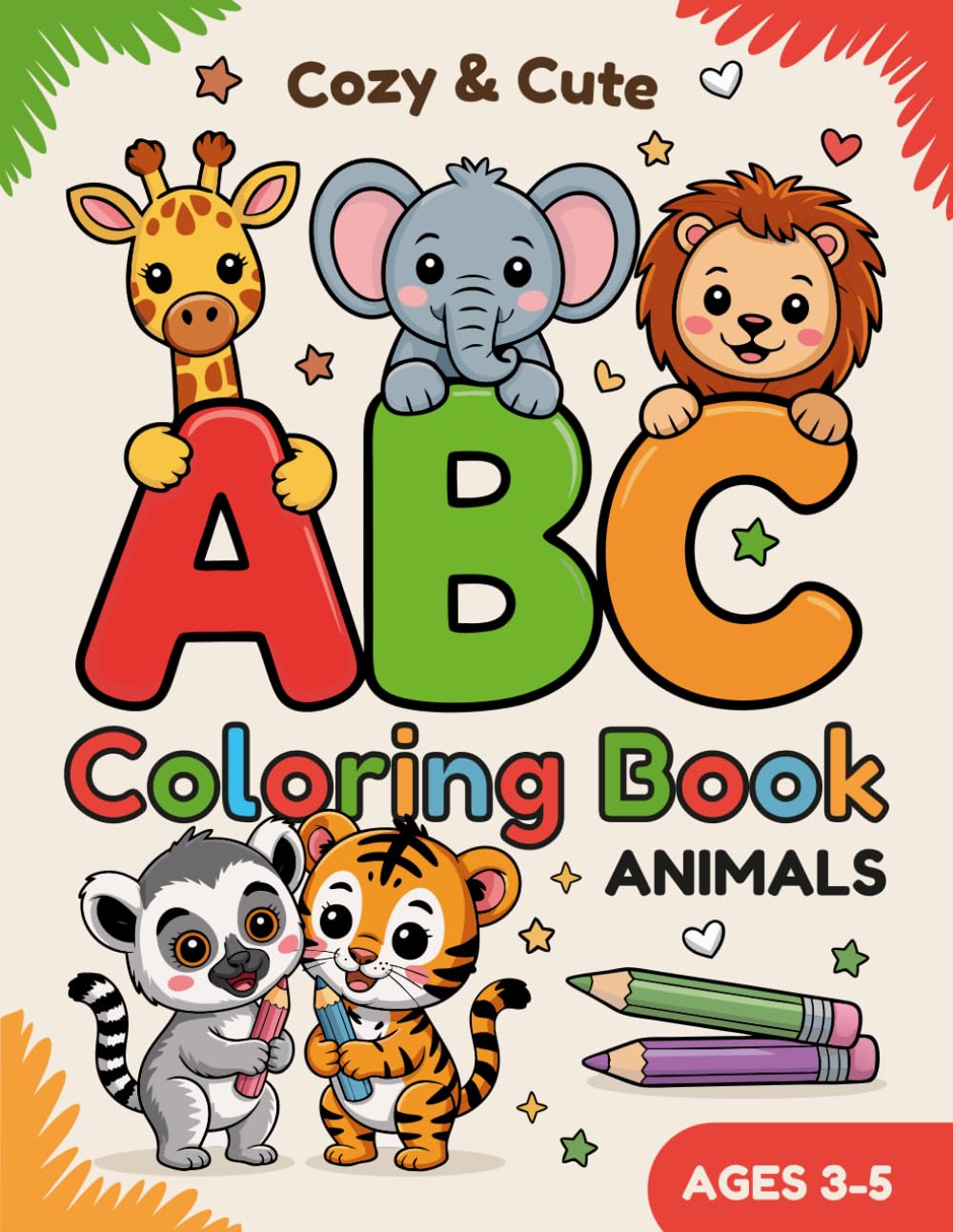 Portada de Cozy & Cute ABC Coloring Book — Animals